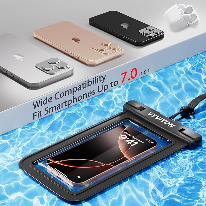 Waterproof Phone Pouch Case 2Pack, IPX8 Cellphone Dry Bag for iPhone 16 15 14 13 12 11 Pro Max & Samsung S25 , Beach Cruise Ship Essentials Waterproof Phone Case Up to 7 inches with Lanyards