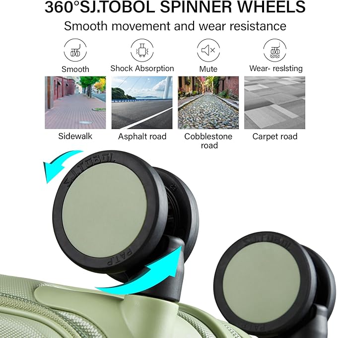 MILADA Expandable Carry On Luggage with Spinner Wheels PC Hard Shell Suitcases 20 Inch Top Opening Travel Suitcase with Wheels TSA Approved Luggage Trunk Rolling Carry-On, Bamboo Green