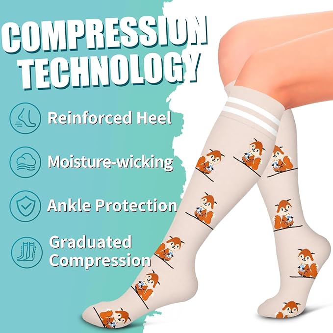 Laite Hebe Compression Socks for Women & Men Circulation(6 pairs)-Graduated Supports Socks for Running, Athletic Sports