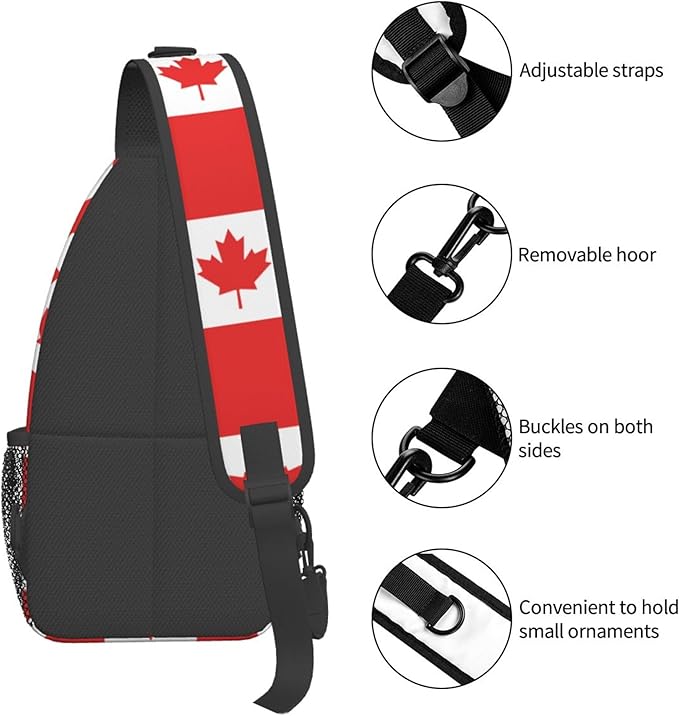 GJXFLSY Canada Flag Pattern Sling Backpack Crossbody Bag Casual Chest Bags Travel Hiking Daypack Shoulder Bag for Women Men