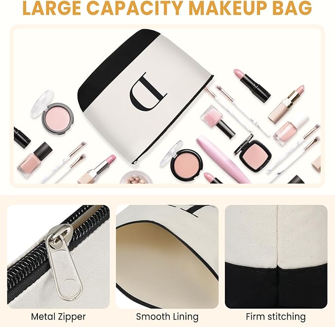 BAGAIL Initial Tote Bag, Personalized Birthday Gifts for Women, Teacher, Friends, Mom, Wedding, Monogrammed Beach Bag