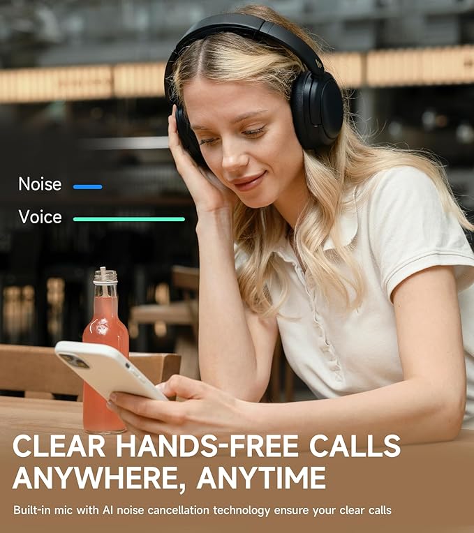 Edifier W800BT Pro Hybrid Active Noise Cancelling Headphones - Hi-Res Audio - AI Call Noise Cancellation - 45H Playtime - Fast Charging - Foldable - Wireless Over-Ear Bluetooth 5.4 Headphones - Black