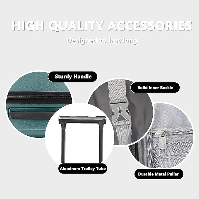 28 Inch Luggage with Spinner Wheels & TSA Lock, Expandable PC Hardside Large Checked Luggage with Top Opening, Durable Lightweight Rolling Suitcase, Green