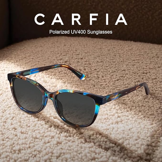 CARFIA Designer Acetate Womens Polarized Sunglasses Fit Most Face Shapes Trendy Shades UV Protection Hypoallergenic Handmade