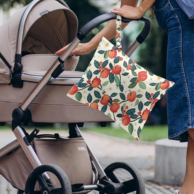 4 Pack Cute Fruit Wet Bag Waterproof Washable Reusable Wet Dry Bag for Swimsuit Clothes Cloth Diaper Travel Beach Pool Yoga Gym Toiletries Travel Beach Essentials Strawberry Orange Apple