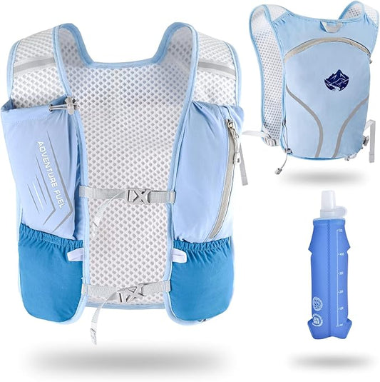 Lightweight Running Vest for Women Men, Adjustable Hydration Backpack with 500ml TPU Soft Flask, Breathable Reflective Large Capacity Water Backpack for Running Cycling Marathon Hiking