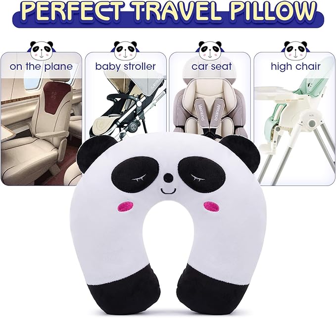 H HOMEWINS Travel Pillow for Kids,Toddler Neck Pillow Cute Animal Neck Head Chin Support Travel Accessories for Airplane, Car, Train,Recline
