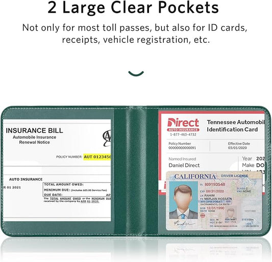 CoBak Car Registration and Insurance Holder - Vehicle Glove Box Car Organizer, Auto Truck Comparment Accessories Case for Essential Document, Driver License, Cards (Blossom Forest Green)