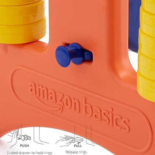 Amazon Basics Junior BPA-Free 4-to-Score Giant Premium Plastic Games Set, 4 in A Row for Kids and Adults with Carrying Bag, Great For Gifting, Variety of Colors, Blue, Yellow, Red, Green, Large