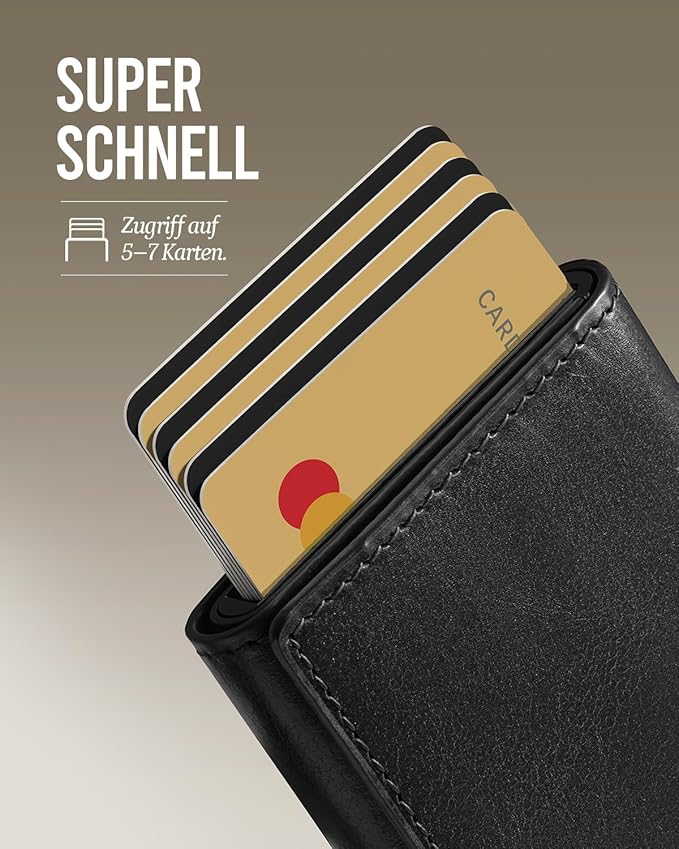 YESIIW Mens Slim Wallet with Premium Genuine Leather - Pop up Mens Wallet Card Holder for 8-10 Card Capacity | ID Window | Cash Slot | Coin Pocket | RFID Blocking - Slim Wallet for Men (Black)