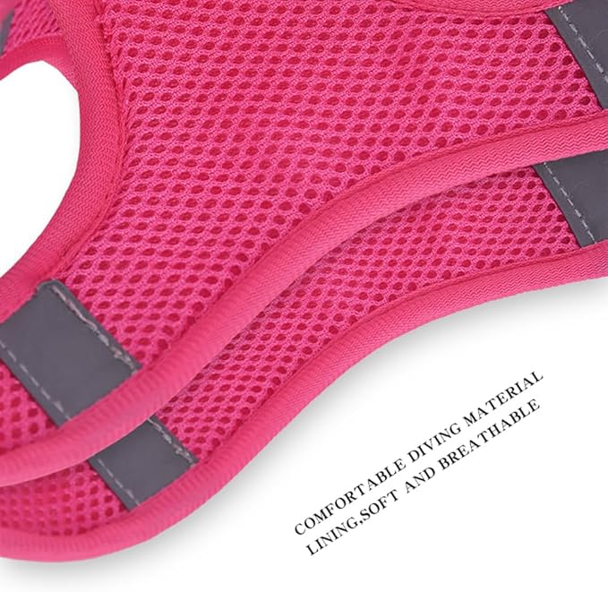 Flymind Step-in Dog Harness and Leash Set, Purple, Small/Medium, Floral Pattern, 360-Degree Reflective Design for Low Light Safety