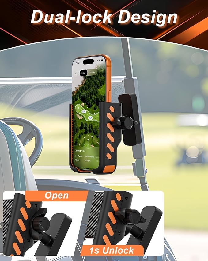 Magnetic Golf Cart Phone Holder Mount Compatible with iPhone/Galaxy/Google Pixel, Fits EZGO Club Car Yamaha, Ultra Strength Magnet/360° Rotatable/1s Phone Clip Install & Golf Cart Accessories