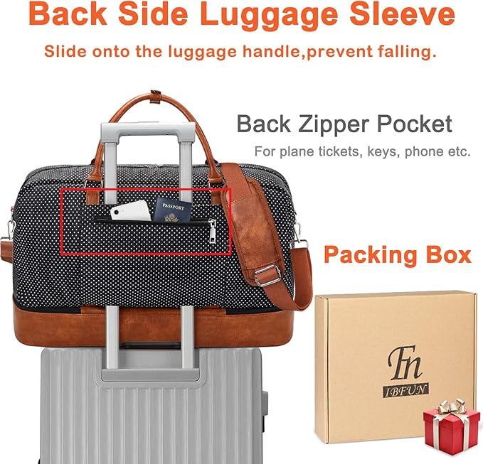 IBFUN Weekender Bags for Women, 21" Weekender Travel Bag, Travel Duffle Bag with Shoe Compartment Carry on Overnight Duffel Bag for Weekend Travel Business Trip, 3PCS