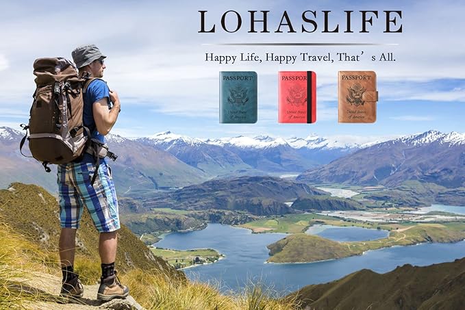 Passport Holder Cover Wallet Travel Essentials Leather Rfid Blocking Case Vacation Luggage Must Haves Travel Accessories for Men Women (116#Grey)