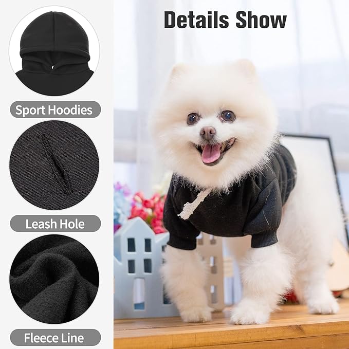 BINGPET Dog Hoodies - Fleece Lined Fall Dog Puppy Sweatshirt Soft Warm Sweater Winter Hooded Clothes for Small Medium Large Dogs & Cats