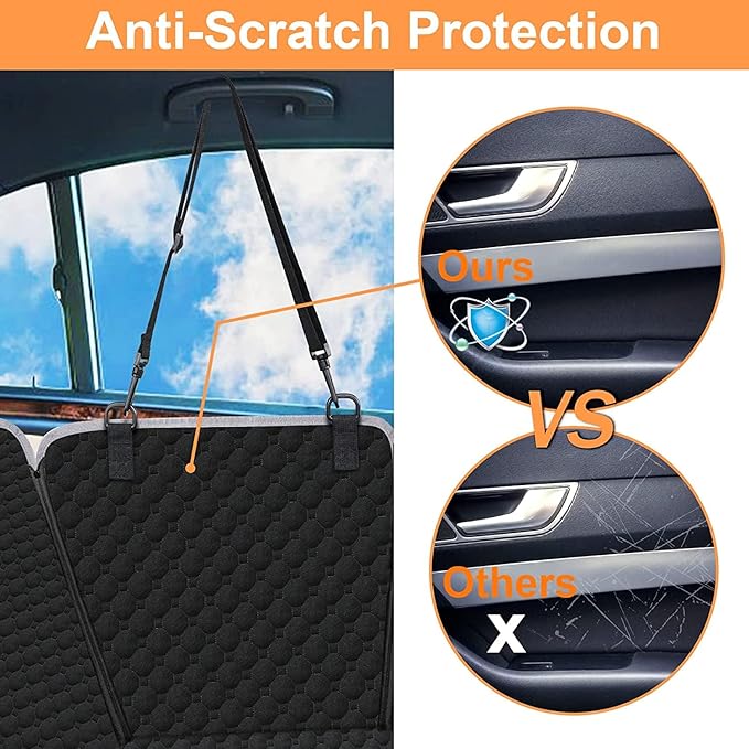 Mancro Dog Hammock for Car, 2025 Upgraded 600D Heavy Duty Waterproof & Scratch-Resistant Dog Car Seat Cover, Back Seat Pet Cover for Dogs with Sedan, Trucks and SUVs, Standard, All Black