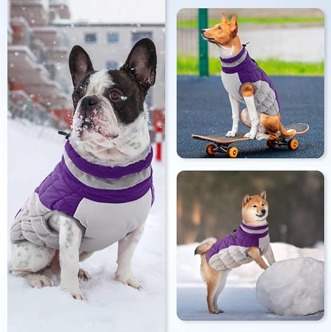 OUOBOB Dog Winter Jacket Cozy Reflective Waterproof Windproof Warm Pet Garment,Comfortable Cold Weather Fleece Apparel Outfits with Zipper Closure for Small Medium Large Dogs Puppy Walking,X-Small