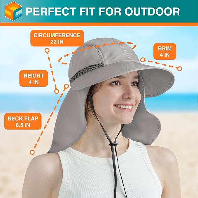 SUN CUBE Sun Hat for Women with Ponytail Hole Neck Flap, Gardening Hat Women Sun Protection, UV Hats Hiking Walking Fishing