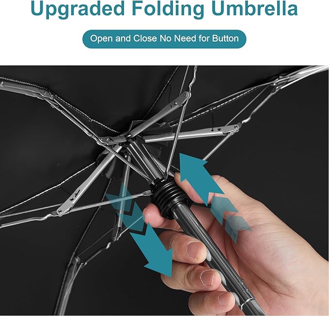 G4Free Mini Travel Folding Umbrella for Purse, Compact UPF 50+ UV Protection Sun & Rain Small Umbrella, Lightweight Portable Parasol Fits in Pocket, Wallet for Women Men(Carbon black)