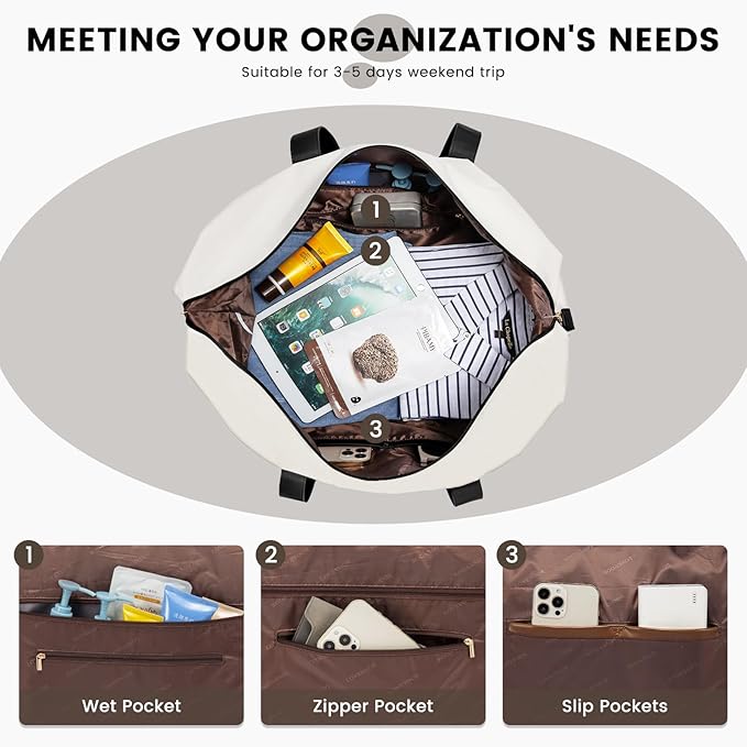 LOVEVOOK Weekender Bag, Large Travel Duffel Bag for Women with 2 Packing Cubes, Carry on Overnight Bag with Shoe Compartment, Mom Hospital Bags for Labor and Delivery