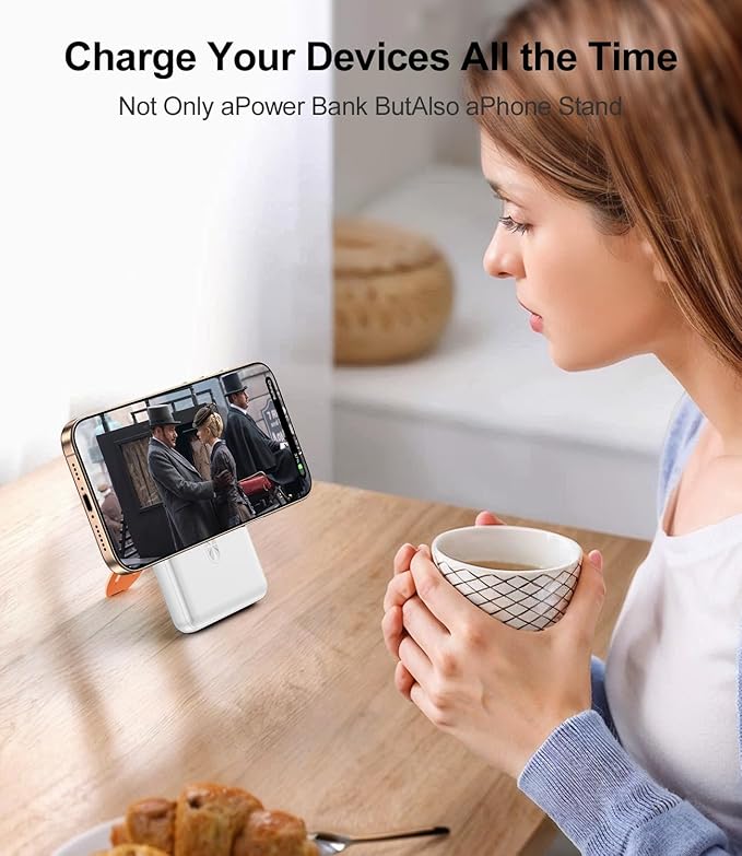 Magnetic Power Bank 10000mAh,Foldable Wireless Portable Charger with Fan Active Cooling System,Fast Charging Battery Pack,Compatible with iPhone 16/15/14/13/12 Pro/Pro Max/Plus/Mini