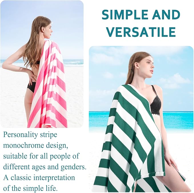4 Packs Extra Large Beach Towel Bath Towel 72 * 40 Set Bathroom Sheets Bulk Oversized Soft Absorbent Thick XL Big Giant Microfiber Terry Blanket Clearance Turkish Toallas De Playa NOT Cotton Green