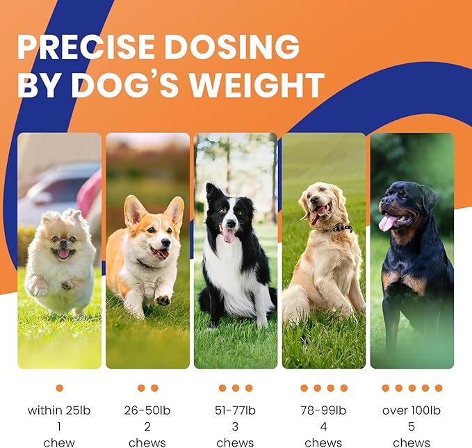 HOOLOO Calming Chews for Dog Anxiety Relief-Natural Puppy Calming Treats Help Manage Stress and Promote Relaxation,Made in USA-120 Chews