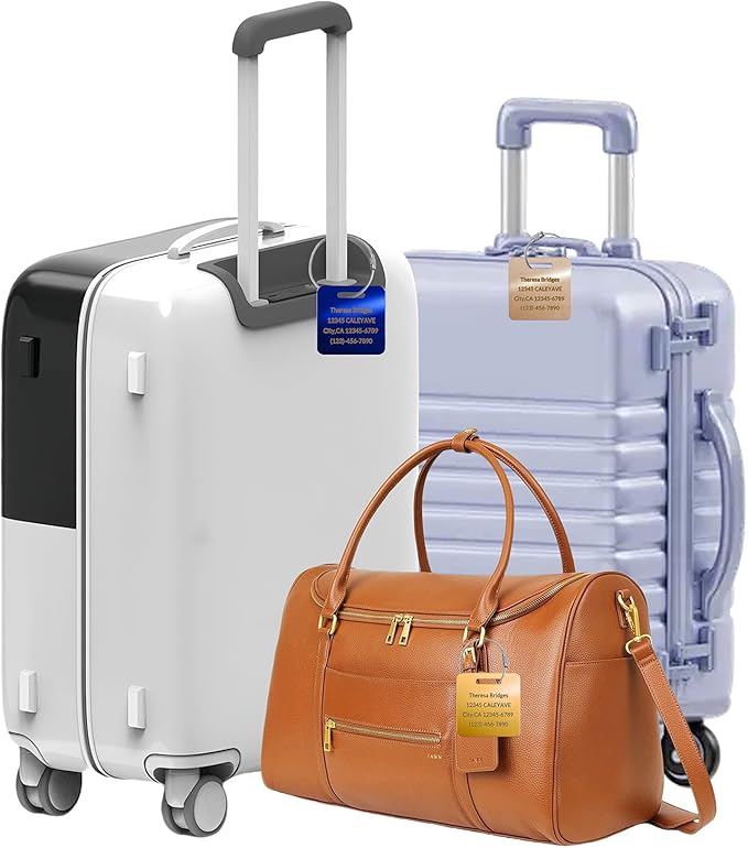 (5 Pack) Custom Personalized Luggage Tags-Customized Unique tag for Suitcase Backpack Travel,Bags (Black (3.8×2))