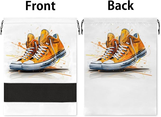 Canvas Travel Shoe Bag Waterproof Portable Shoe Bags for Storage with Drawstring Breathable Mesh Washing Organizer for Laundry Sneakers Boots Dance Shoes