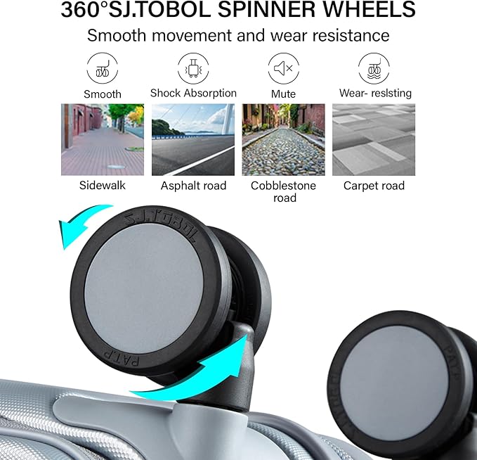 MILADA Expandable Checked Luggage 24 Inch Top Opening Travel Luggage Hard Shell Suitcases with Wheels TSA Approved Luggage Trunk Rolling Medium Checked Suitcase, Grey