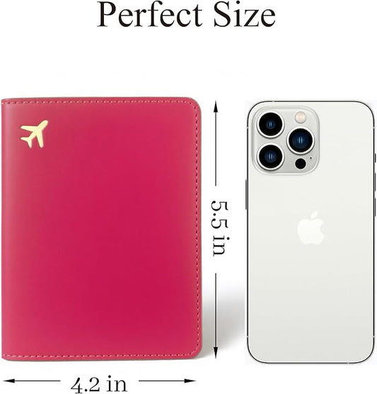 PU Leather Passport Holder Covers Case, Waterproof Rfid Blocking Travel Wallet Passport Holder(Claret Red)