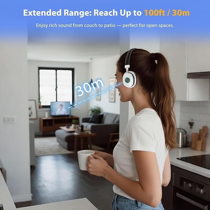 Wireless Headphones for TV Watching, TV Headphones Wireless for Seniors with Transmitter Charging Base, No Audio Delay Blutooth 5.4, Over Ear Headset with 3 Audio Modes, Gifts for Parents/Elderly