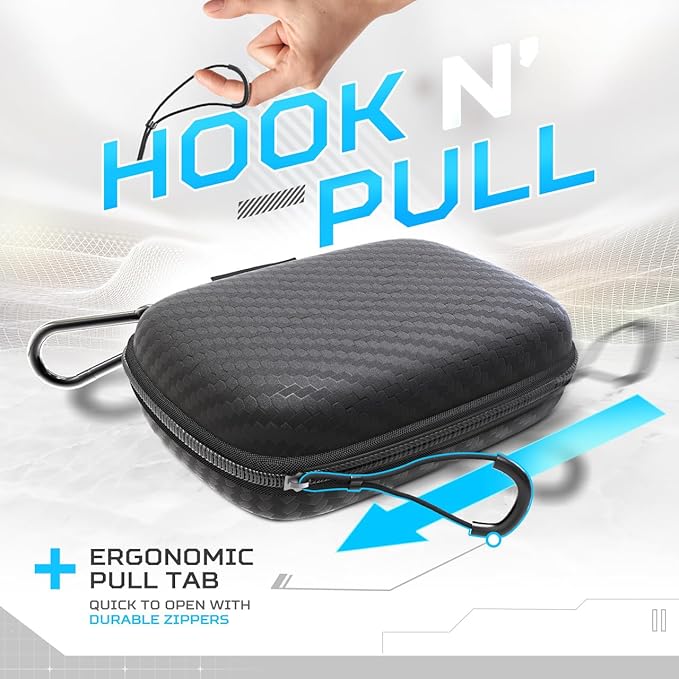 Futurizta Tech® Mini Hard Shell EVA Carrying Case Impact & Water Resistant with Carabiner, SD Card Slot 9cm x 13cm for Mini Powerbank, Charger, Cable, SSD and Earphones