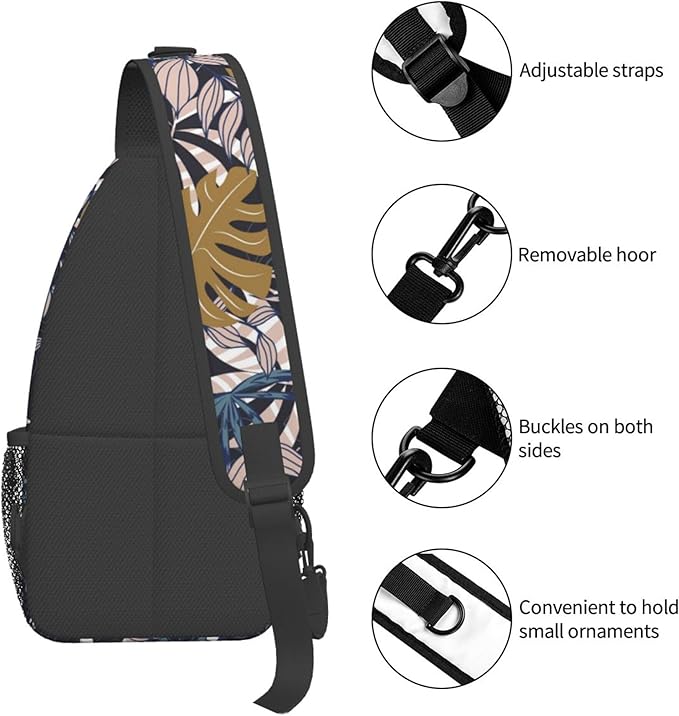 Hawaii Tropical Palm Sling Backpack Crossbody Bag Casual Chest Bags Travel Hiking Daypack Shoulder Bag for Women Men