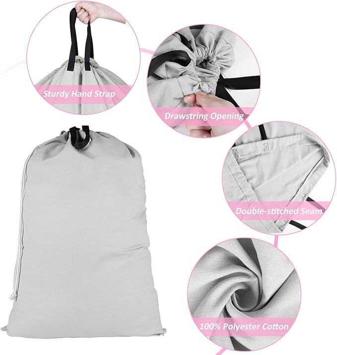 SWISSELITE Laundry Bag with Handle and Drawstring, Large Heavy Duty Laundry Bag, 28 x 40 Inches Travel Dirty Clothes Bag for Laundromat and Household