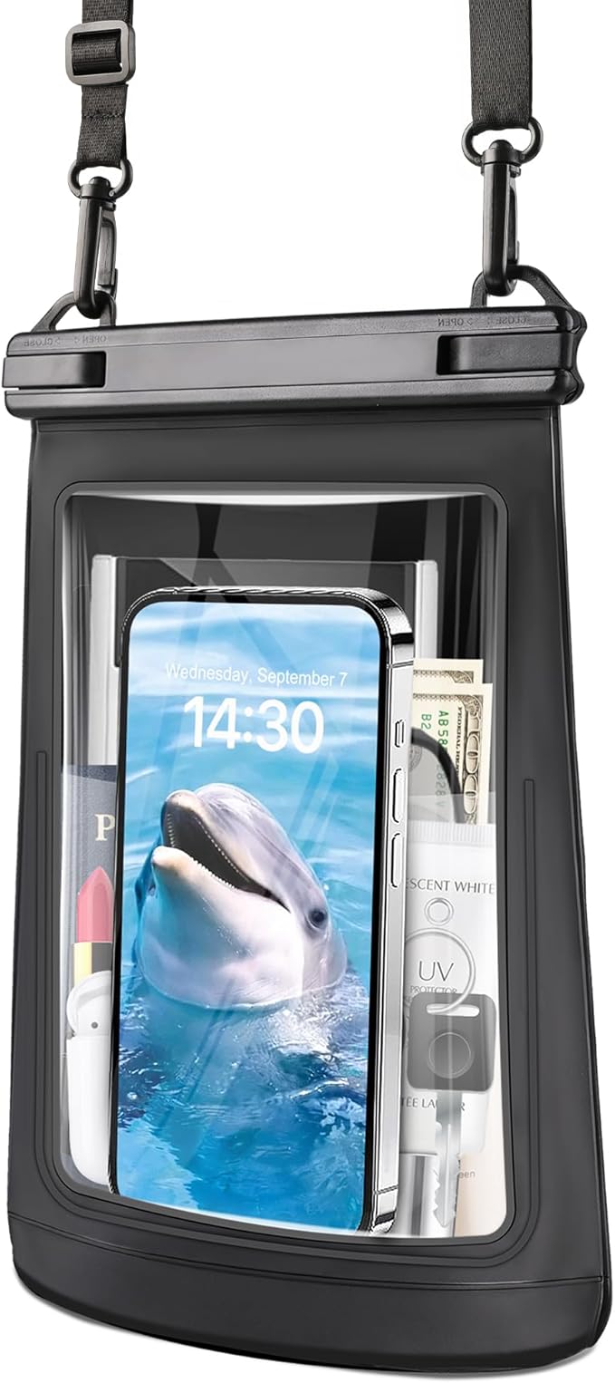 Waterproof Phone Pouch for iPhone 16 15 14 11 Pro Max & Galaxy S24 S21 - Floating Large Capacity Dry Bag Stores Sunscreen, Sunglasses - Oversized Waterproof Bag for Beach, Swimming, Kayaking