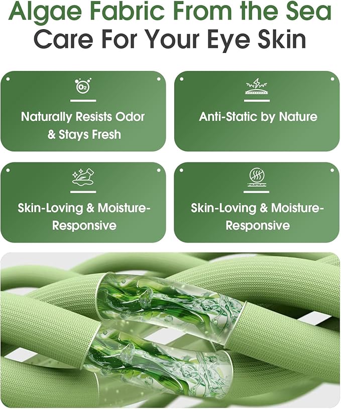 Detachable Heated Eye Mask, Cordless Eye Mask for Dry Eyes & Puffiness, Algae Fiber Ultra-Soft Nose Bridge Light-Block for Deeper Sleep – Graphene Layer Warm Compress & Cold Pack,Travel Essentials