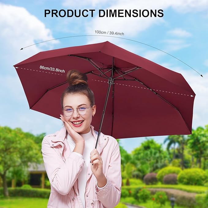 LEAGERA Compact Travel Umbrella with Case - Mini Umbrella for Purse, Small Lightweight &Tiny Design Perfect for Parasol Outdoor Sun&Rain Umbrellas