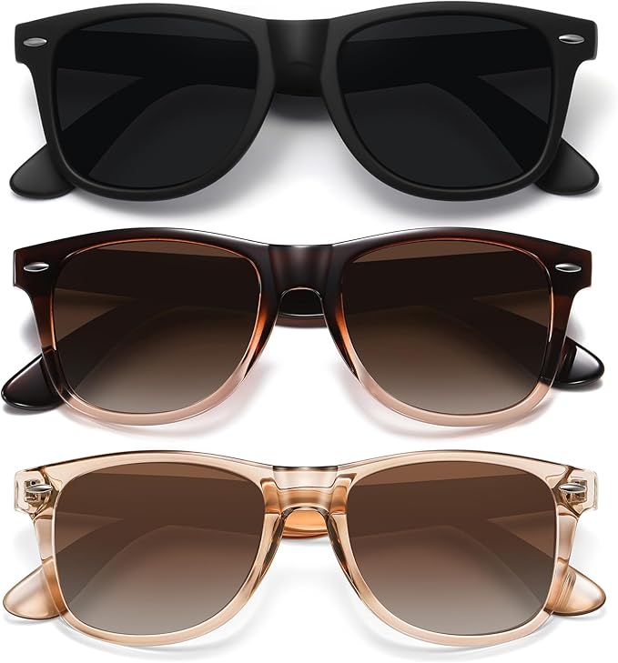 MEETSUN Polarized Sunglasses for Women Men Classic Retro Trendy Driving Sun Glasses UV400 Protection (3 Pack)