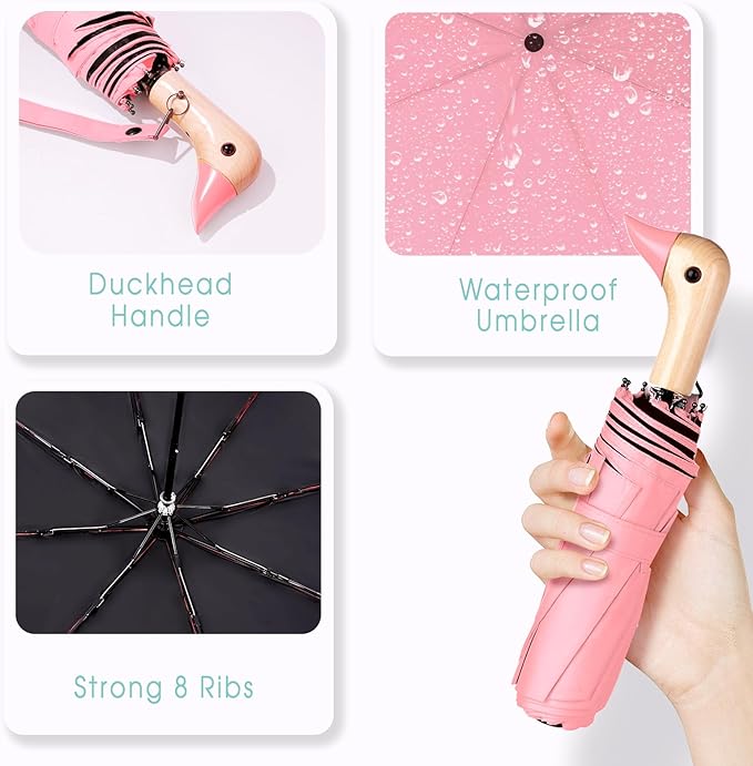 Duck Umbrella - Compact Travel Umbrella with a Cute Duck Head Handle for Women