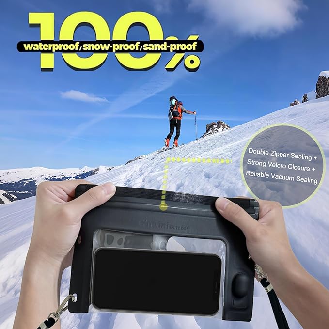 Vacuum Cell Phone Waterproof Phone Pouch iPhone Casemate Waterproof Phone case with Lanyard Small Water Proof Pouch Water Phone Protector Water case for Phone case WaterProof IP68 Max 7” Black