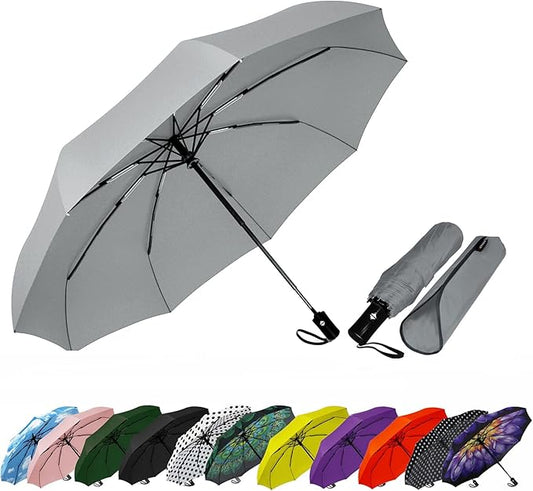 SIEPASA Windproof Travel Compact Umbrella-Automatic Umbrellas for Rain-Compact Folding Umbrella, Travel Umbrella Compact, Small Portable Windproof Umbrellas for Men and Women. (Grey)