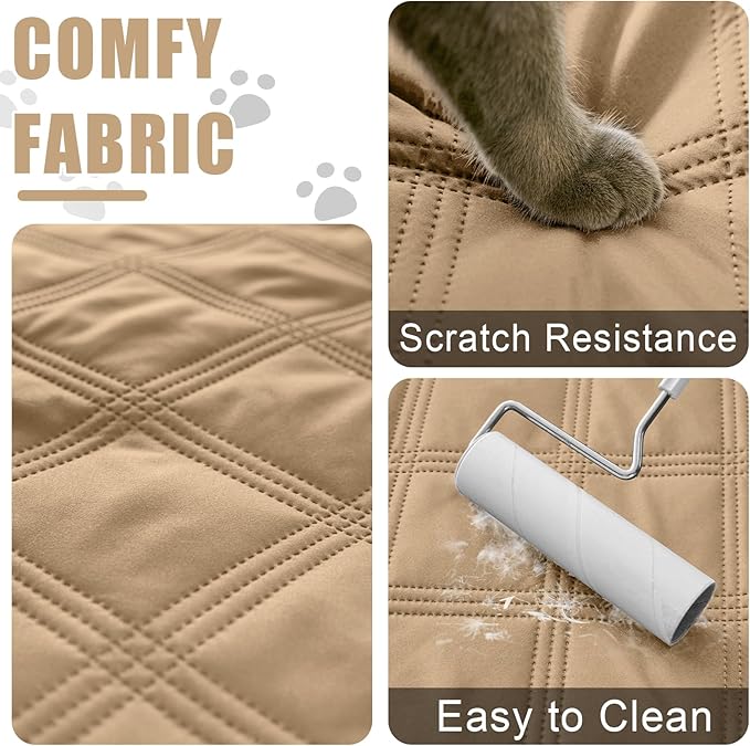 Smiry Waterproof Dog Bed Cover Blanket 40x50, Soft Reversible Pet Blanket, Washable Leakproof Cats Dogs Couch Cover for Sofa, Couch, Furniture, Lattice, Camel/Beige