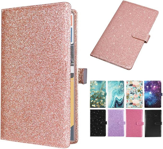 DMLuna Car Registration and Insurance Holder, Leather Vehicle Card Document Glove Box Organizer, Auto Truck Compartment Accessories for Essential Information, Driver License Cards, Glitter Rose