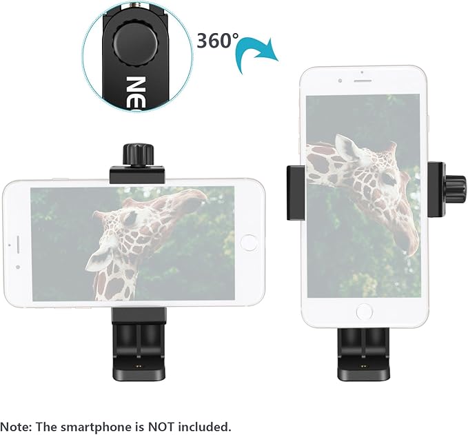 Neewer Smartphone Holder Phone Tripod Mount Compatible with iPhone 16 15 Pro Max Plus 14 13 12 Mini Samsung Galaxy S24 S23 Ultra, Cell Phone Clip Vertical Bracket Adapter for Tripod with 1/4" Screw