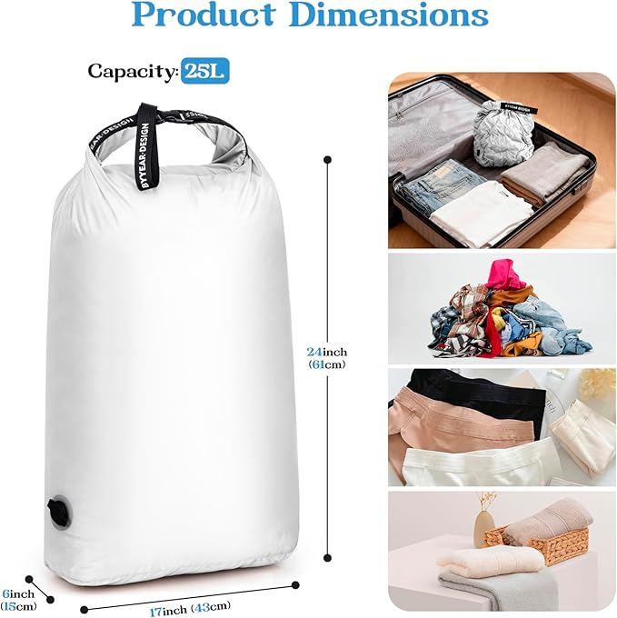 Travel Laundry Bag for Dirty Clothes, Waterproof Travel Compression Bags for Packing, Moisture-resistant Vacuum Storage Bag, Space-Saving Laundry Storage Organizer for Cruise, Swimming, Gym