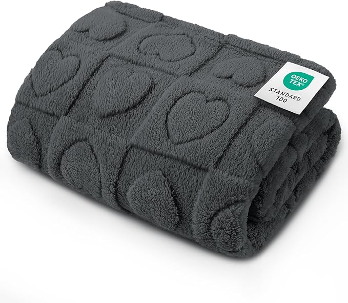 Luciphia Small Dog Blanket Washable Pet Bed Cover Soft Fluffy Puppy Blanket with Premium Fleece 300GSM Cozy Calming Cat Blankets for Indoor Cats Grey 57x40 inch