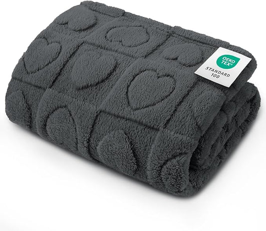 Luciphia Small Dog Blanket Washable Pet Bed Cover Soft Fluffy Puppy Blanket with Premium Fleece 300GSM Cozy Calming Cat Blankets for Indoor Cats Grey 30x20 inch