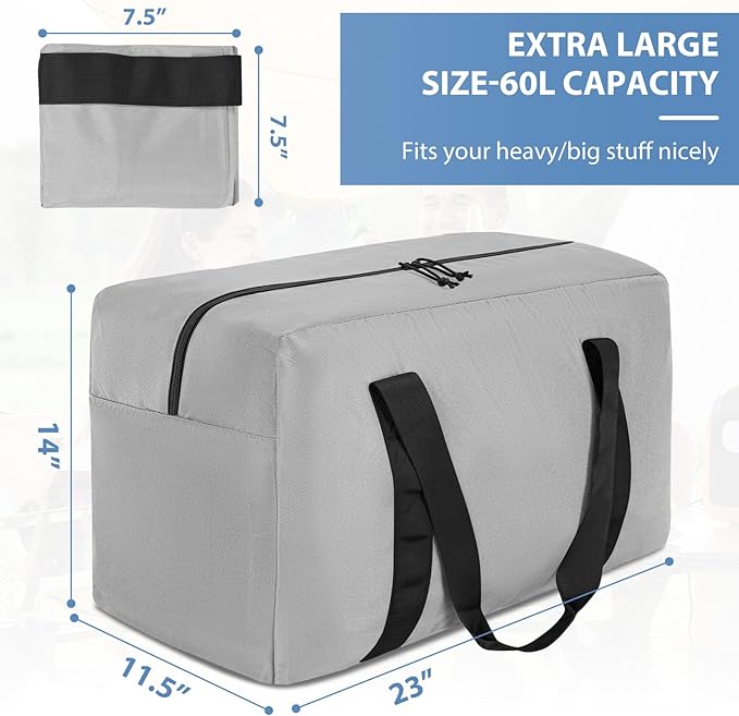 Large Travel Duffle Bag, 60L Gear Bag for Men and Women, Storage Bag Ideal for Overnight Camping and Weekend Getaways