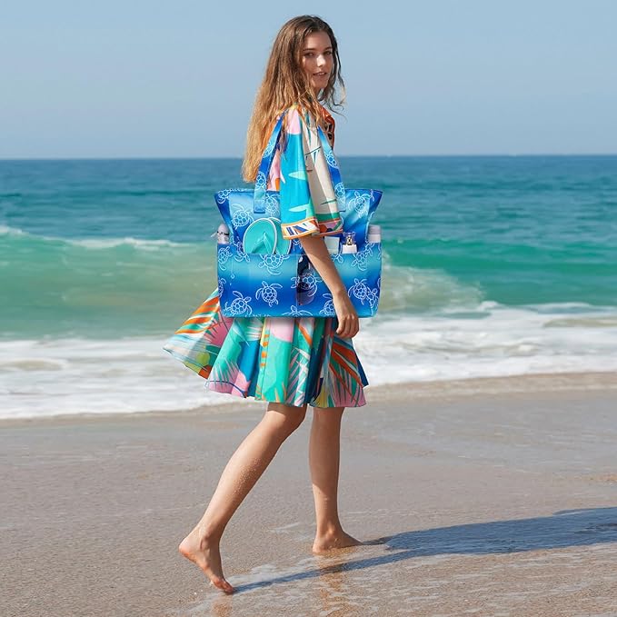 Bluboon Waterproof Beach Tote Pool Bags for Women Ladies Extra Large Carry On Bag With Wet Compartment for Weekender Travel